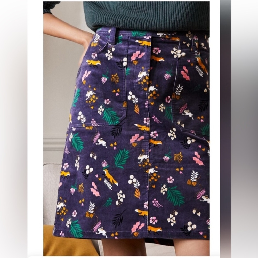 Boden Floral Print Navy Corduroy Skirt size 20/22L